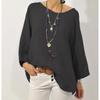 QICED Blusas y Camisas Casuales de Moda para Mujer, Color Sólido, Estampado, Cuello Redondo, Manga Larga