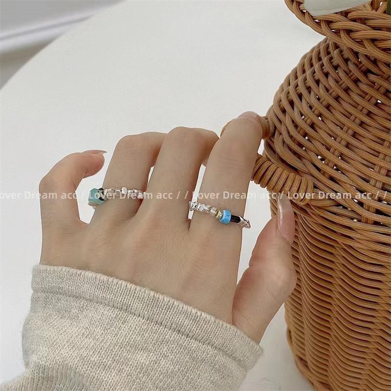 Silver Crushed Beads Elastic Women s Ring - Stylish, Lucky Charm, Minimalist Design for Index Finger