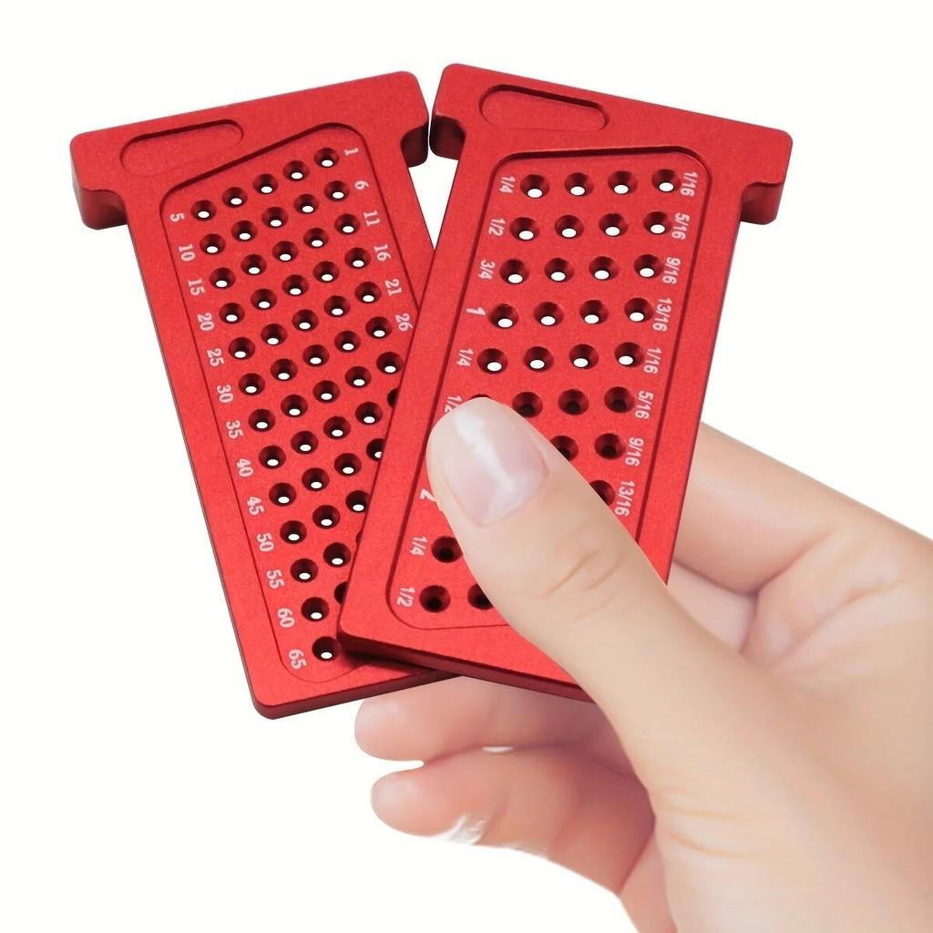 Woodworking Scribe Metric and Inch Precision T-Ruler Small Aluminum Pocket Ruler Marking Gauge Carpentry Cross Calibration Ruler