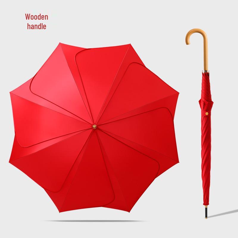 Long Handle Floral Umbrella, Dual-Use for Sun & Rain, UV Protective Black Rubber Shade for Women.