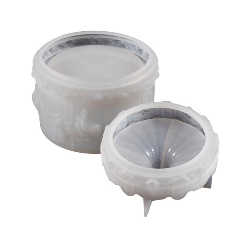 DIY Crystal Epoxy Resin Mould Carousel Horse Storage Box Casting Mold Jewelry Storage Box Silicone Mold/with Lid
