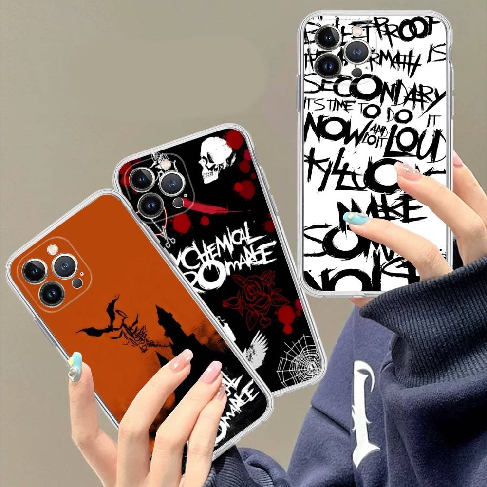 My C-Chemical R-Romance Band Transparent Phone Case For iPhone 16 15 14 13 12 11 Pro Max Plus Soft Cover