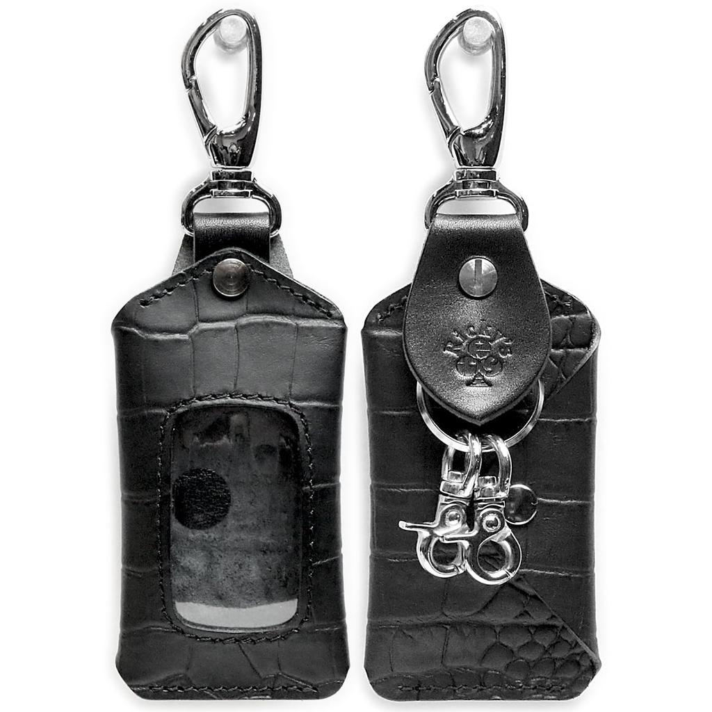 Smart Key Bag Holder M Size Embossed Croco Black Single Compatible with Almost All Models Smart Key Clear Window with Window Key Case Keyless Case Key