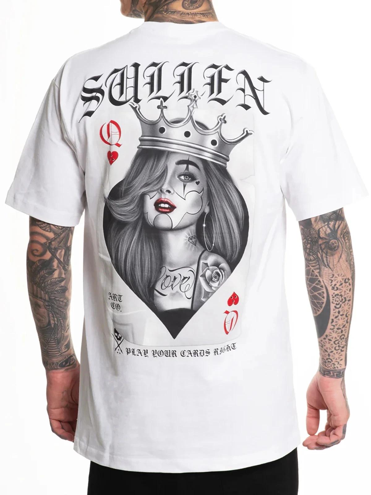 

Sullen Men s Queen of Love Short Sleeve Standard T-shirt Tattoo Style Hearts Tee 2XL