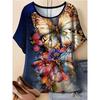 Fashion Women's Crew Neck Short Sleeve 3D Casual Color Printing Casual Short Sleeve Crew Neck T-Shirt