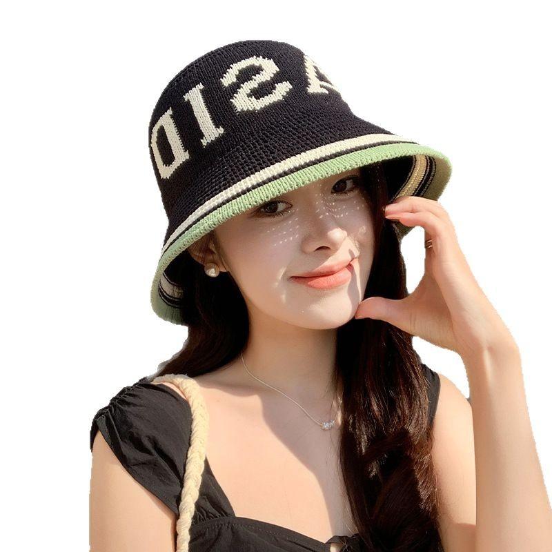 New Summer Hat for Women Knitted Fisherman Hat Sun Protection Sun Hat Summer Breathable Face showing Hat