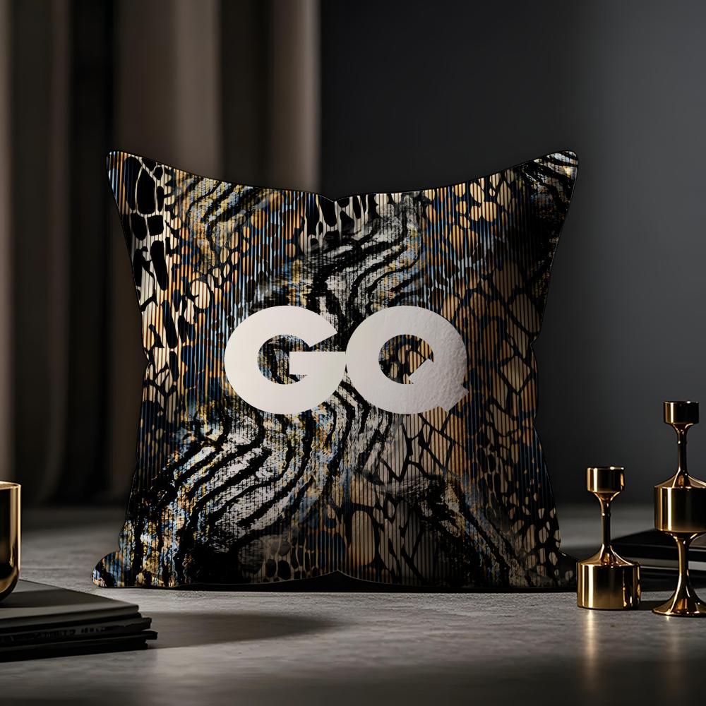 GQ Magazine Cushion Cover Anti-dustmite Pillowcase Invisible Zipper Silky Short Plush Sofa Cushion Cover