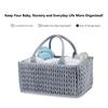 Braided Quilted Diaper Caddy Organizer Boho Nursery Storage Basket with Compartment Portable Handle Baby Wipes Diaper Bag Bin Newborn Essentials