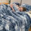 Double-Sided Tie-Dye Faux Rex Rabbit Fleece Throw Blanket