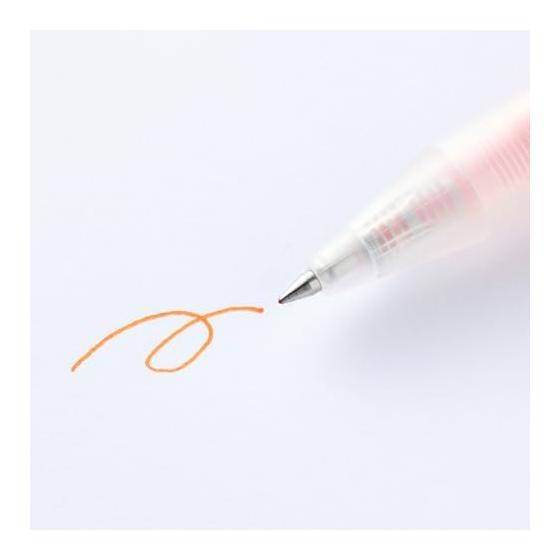 MUJI Smooth Writing Gel Ink Ballpoint Pen, Knock Type, Orange, 0.5mm