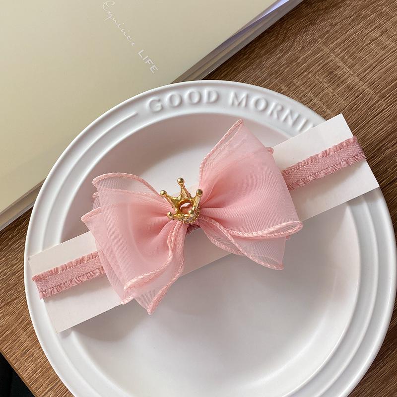 

Эластичная повязка для волос для девочек: 3D-бантик с короной из стразов