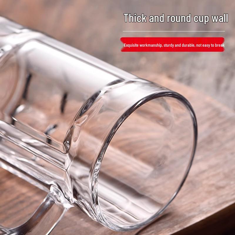 Thickened Heat-Resistant Glass Tea Cup with Handle - Transparent Drinking, Beer, and Water Cup for Home