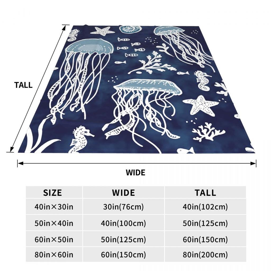 Fish Jellyfish Ocean Animals Blankets Soft Warm Flannel Throw Blanket Bedding for Bed Living Room Picnic Travel Home Couch