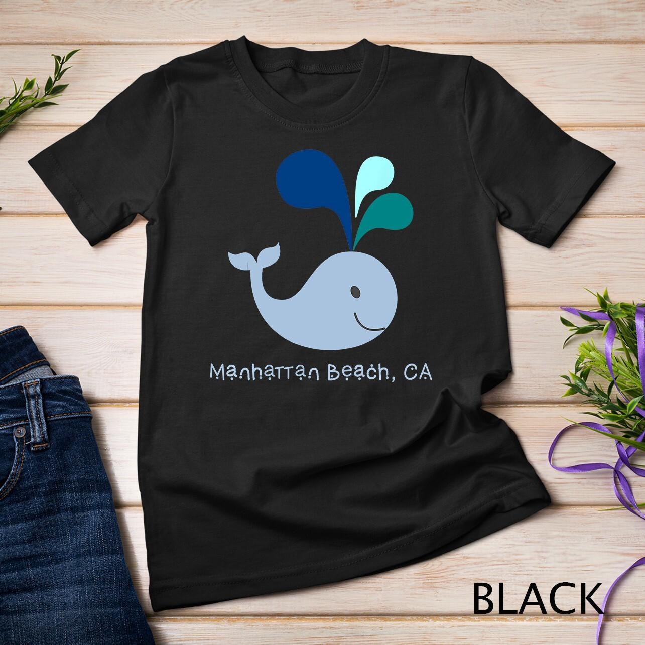 Manhattan Beach CA Cute California Whale Lover Cartoon Unisex T-Shirt Mens Womens Tees Top M