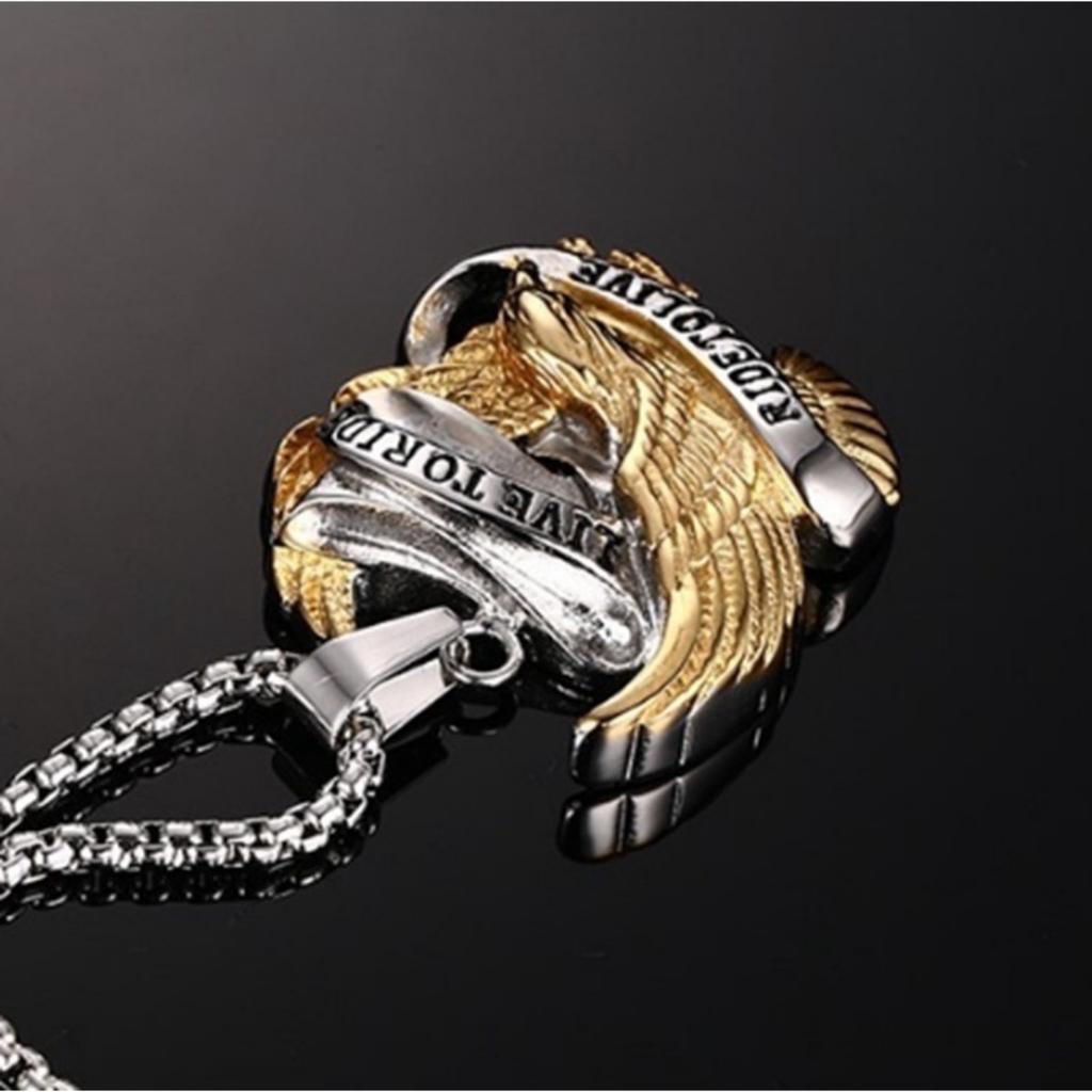 New Fashion Eagle Necklace Pendants LIVE TO RIDE Biker Sport Men Hero Jewelry