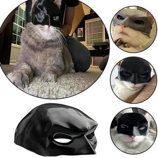 Cat Bat Mask Half Face Bat Hero Cosplay Mask Cat Superhero Mask with Ear Holes for Halloween Costume Parties Pet Photography Prop