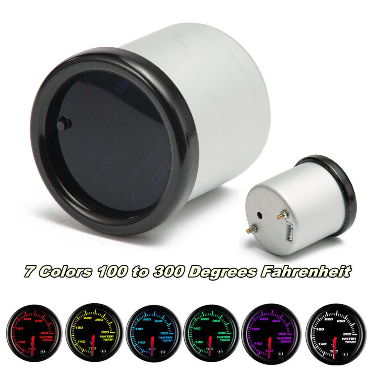 Car 2 /52mm 7 Colors LED Water Coolant Temperature Temp Gauge Meter - °F Black