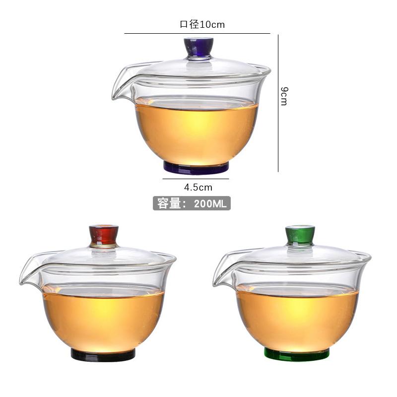 HMLOVE Heat-resistant Glass Gaiwan Transparent Cover Bowl Lid Big Tea Cup Tureen Travel Teaware Sets Household Gift 200ML