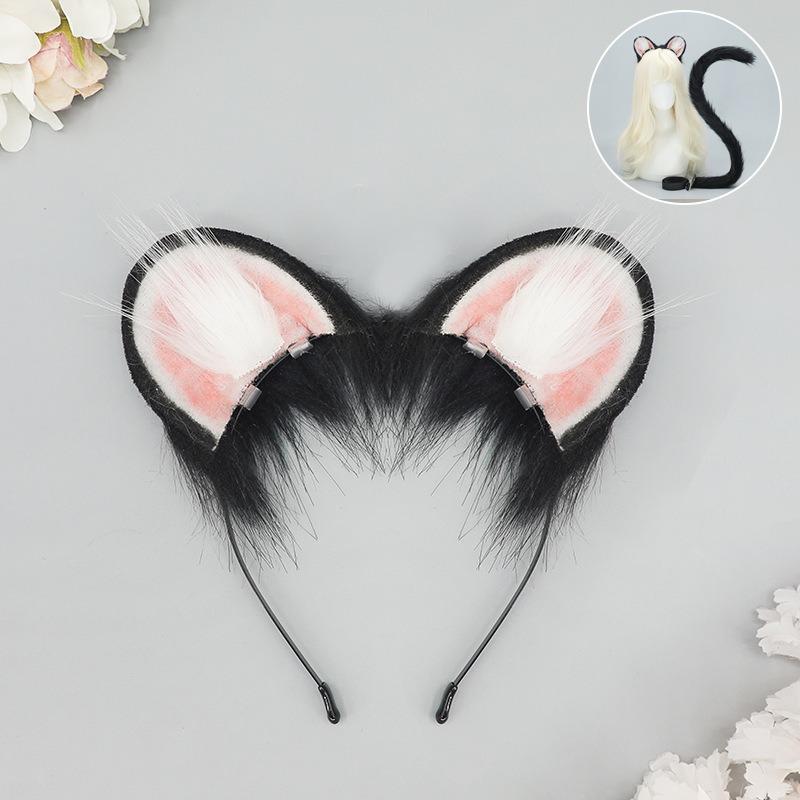 Handmade Simulated Hamster Ear Headband Cos Beast Ear Tail Set Lolita Kc Plush Cute Hamster Headdress
