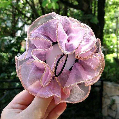 New Children's Ballet Dance Ball Hair Net Cover Girl Snow Gauze Lace Updo Hair Net Hood Flower Drawstring