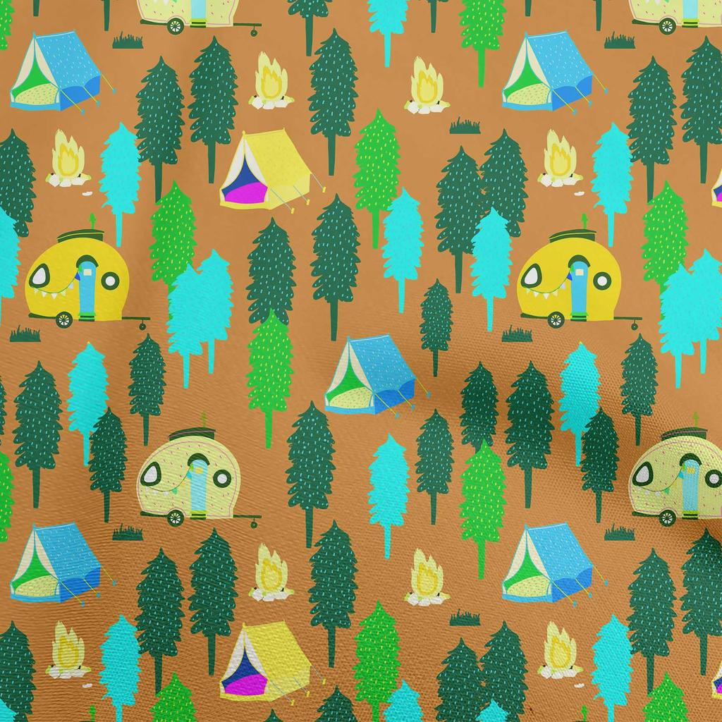 oneOone Cotton Flex Fuschia Pink Fabric Camping Craft Projects Decor Fabric Printed By The Yard 40 Inch