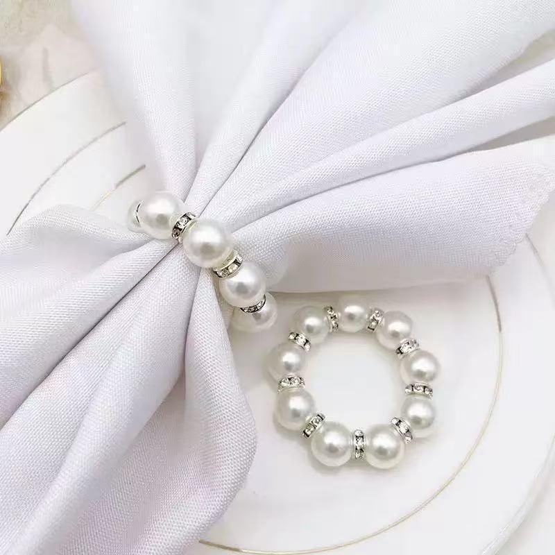 Luxuriöse Perlenstruktur Serviettenringe Goldener Halter Perlenring Serviettenhalter Eleganter Elastischer Serviettenringhalter Abendessen Bankett