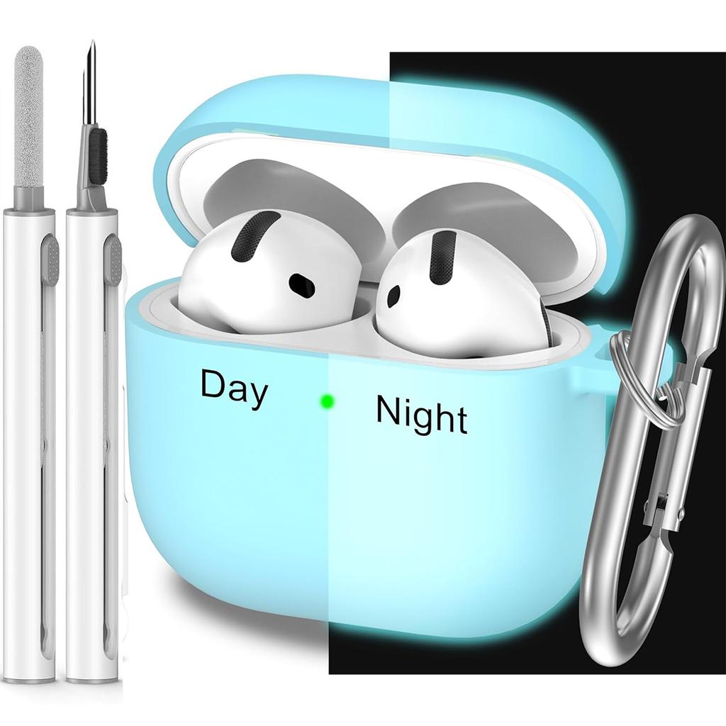 Für AirPods 4. Generation Hülle Abdeckung 2024, Militärqualität Weiches Silikon Stoßabsorbierend für AirPods 4 Hülle mit Schlüsselanhänger & Clea