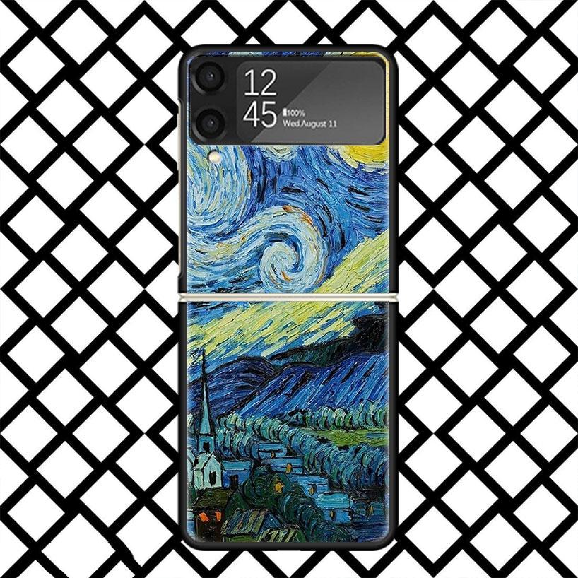 Van Gogh Oil Art Painting Phone Case For Samsung Z Flip 7 6 5 4 3 Galaxy ZFLIP7 ZFlip6 5G Flip5 Flip4 Flip3 5g Black Hard Cover