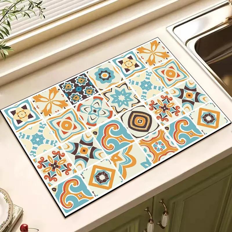 Bulaşık Kurutmak İçin Drenaj Pedi Dekorasyon Matı Mutfak İçin Emici Bulaşık Matı Emici Bulaşık Kurutma Matı Mutfak Halı Malzemeleri