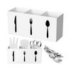 Acrylic Desktop Organizer 3 Compartments Pen Holder Silverware Knife, Fork and Spoon Cutlery