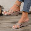 Léto Dámská Módní Klínkový Podpatek Pantofle Elegantní Šaty Nazouváky Designový Styl Banket Párty Sandály Boty