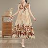 Sleeveless Plus Size Cotton Vintage Floral New In Dresses for Women Casual Loose Long Summer Dress