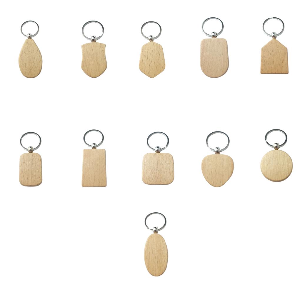 10 Stück Blanko Schlüsselanhänger Abnehmbarer Holzschlüsselanhänger Rucksack Geldbörse Schlüsselring Abnehmbarer Tragbarer Organizer Handwerksbedarf
