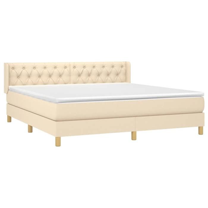 Maison Exclusive - Bed Slat Base with Cream Mattress 160x200 Cm Fabric
