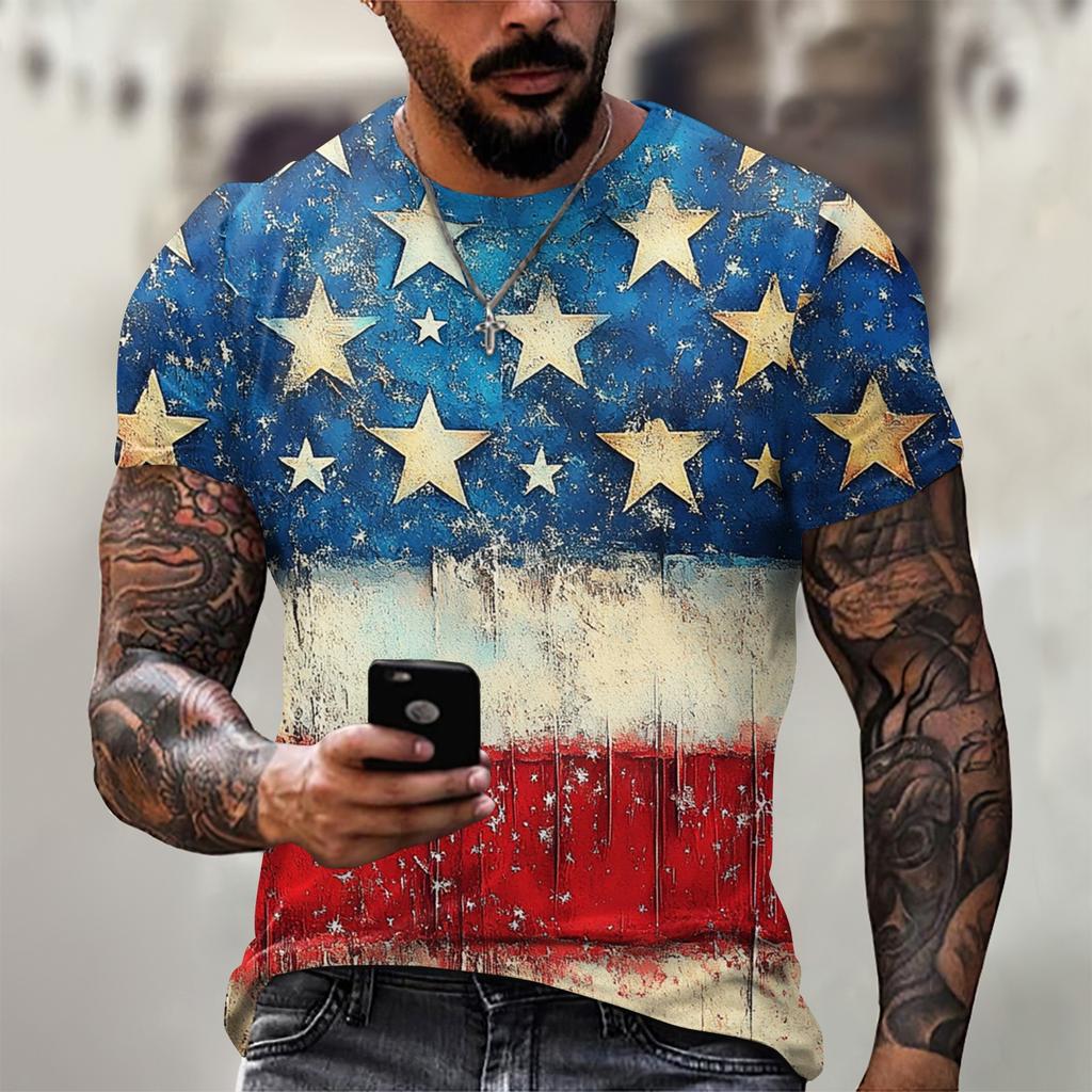 Męski modny T-shirt, odzież uliczna casual z krótkim rękawem