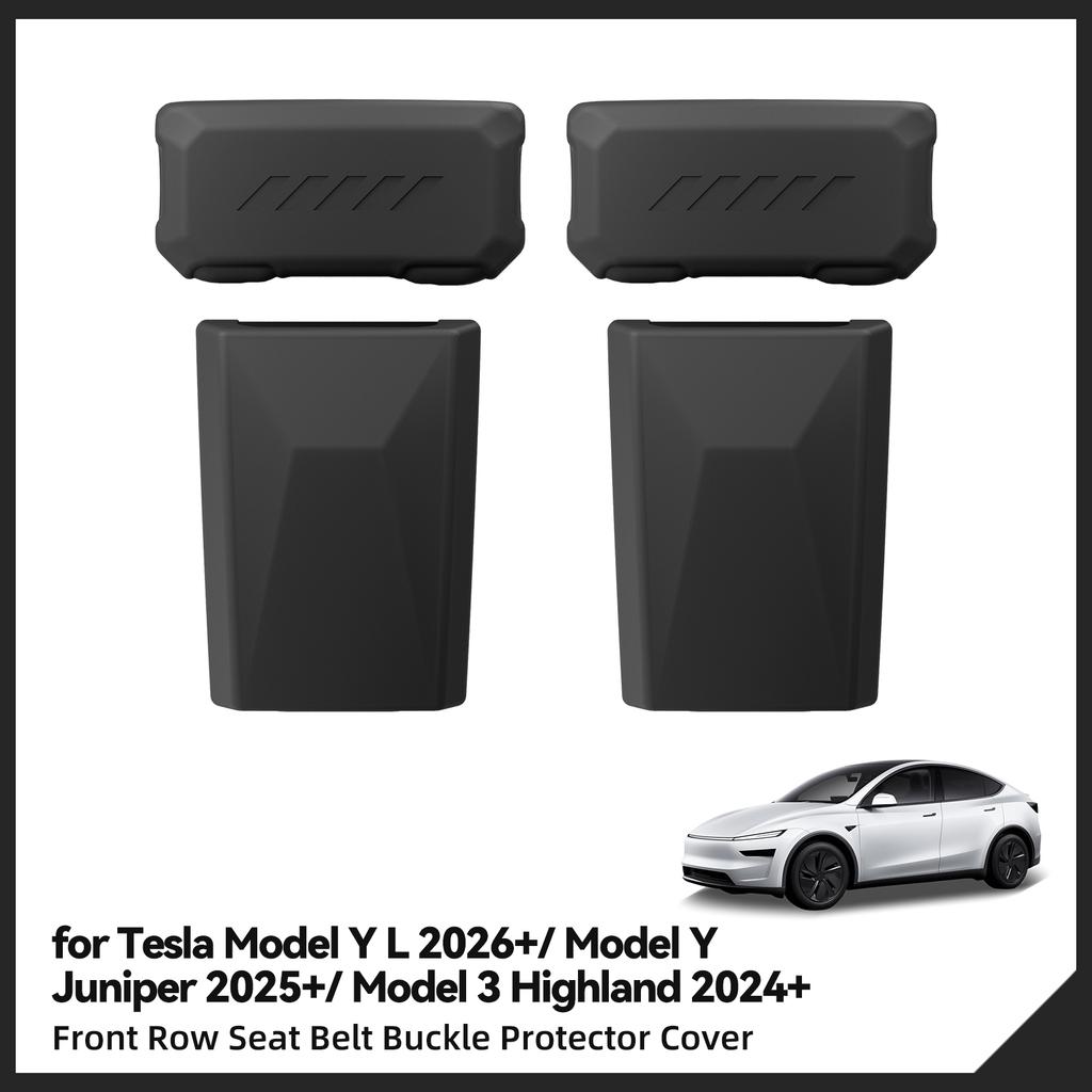 Smabee for Tesla Model Y L 2026+/ Model Y Juniper 2025+/ Model 3 Highland 2024 Front Row Seat Belt Buckle Protector Cover Black