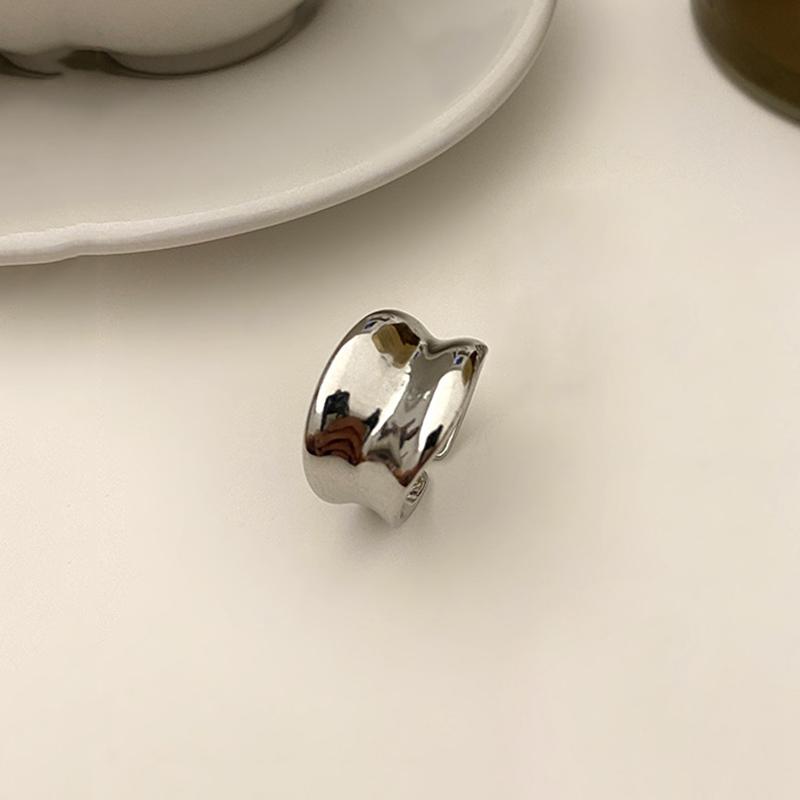 Vintage Silver Color Irregular Handmade Opening Ring for Women Fashion Geometric Wide Punk Metal Rings Jewelry Gifts New