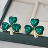 Exquisite Green Zircon Clover Earrings for Ladies Charm Summer Elegant Temperament Wedding Jewelry Bride Engagement Gift