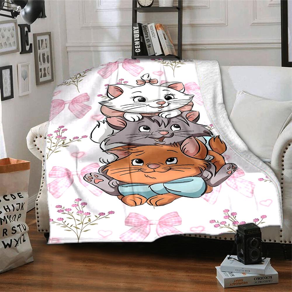 Cat Family Portrait Flannel blanket, soft and warm, suitable for beds and sofas, all seasons, portable travel blanket. 073095