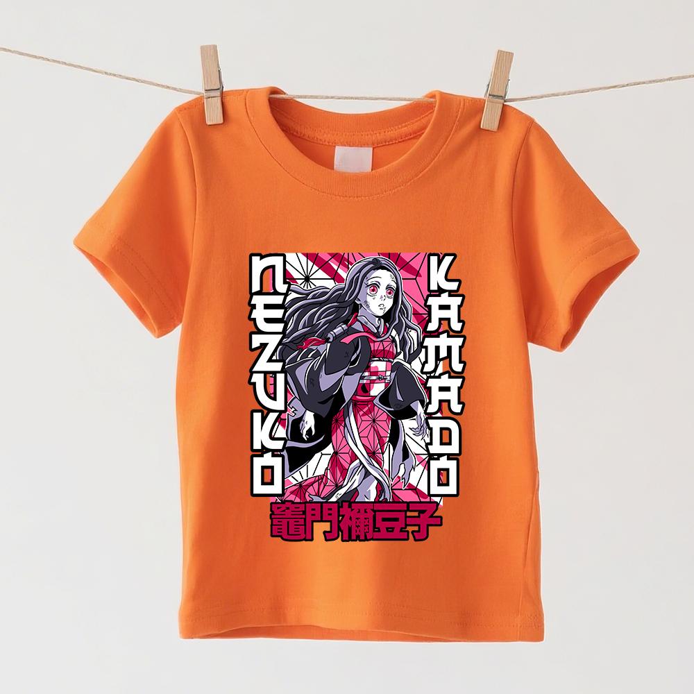 Anime Demon Slayer Nezuko Print Kids Cotton T Shirt Boys Girls Short Sleeve Summer Casual Soft Daily Basic Tee