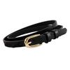 Women Faux Leather Belt Thin Waistband Decorative Waist Ornament for Jeans and Dresses Elegant Design with Gold Buckle