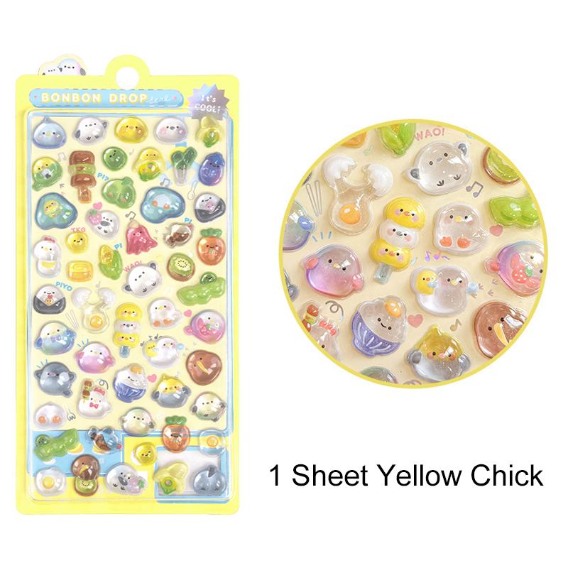 

1Sheet/Pack 3D Relief Sticker Cartoon Animal Embossed Sticker Bear Cat Puppy Chick Scrapbook Crystal Jelly Patch Decoration ZYF