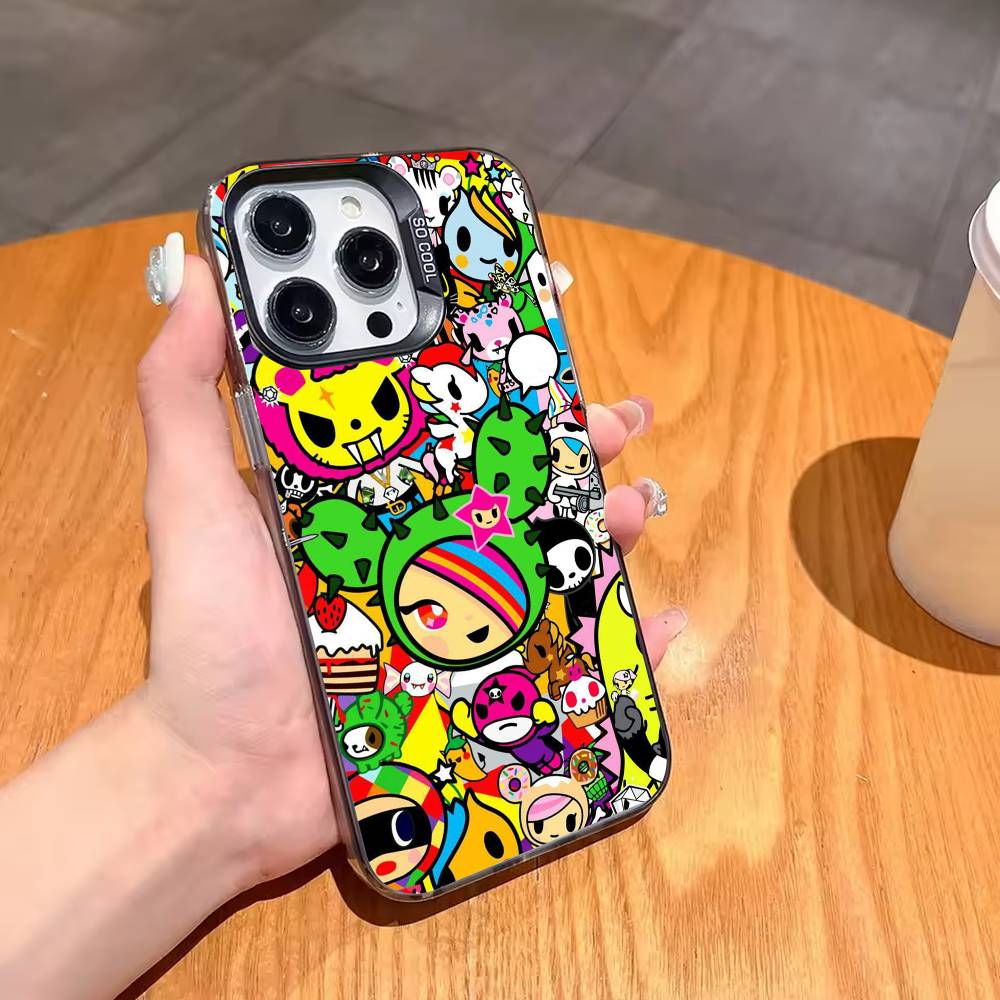 J-style Tokidoki A-Art B-Bright Phone Case For iPhone17,16,15,14,13,12,11,Pro,MAX Gray Matte Silicone Black Cover