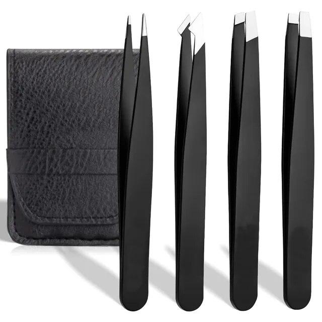 

4 шт., пинцет для бровей, красочные волосы, красота, съемник тонких волос из нержавеющей стали, наклонные зажимы для бровей, инструменты для удаления макияжа чёрный