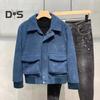Men Corduroy Jacket Lapel Long Sleeve Flap Pockets Full Zipper Closure Solid Color Jacket Casual Outerwear