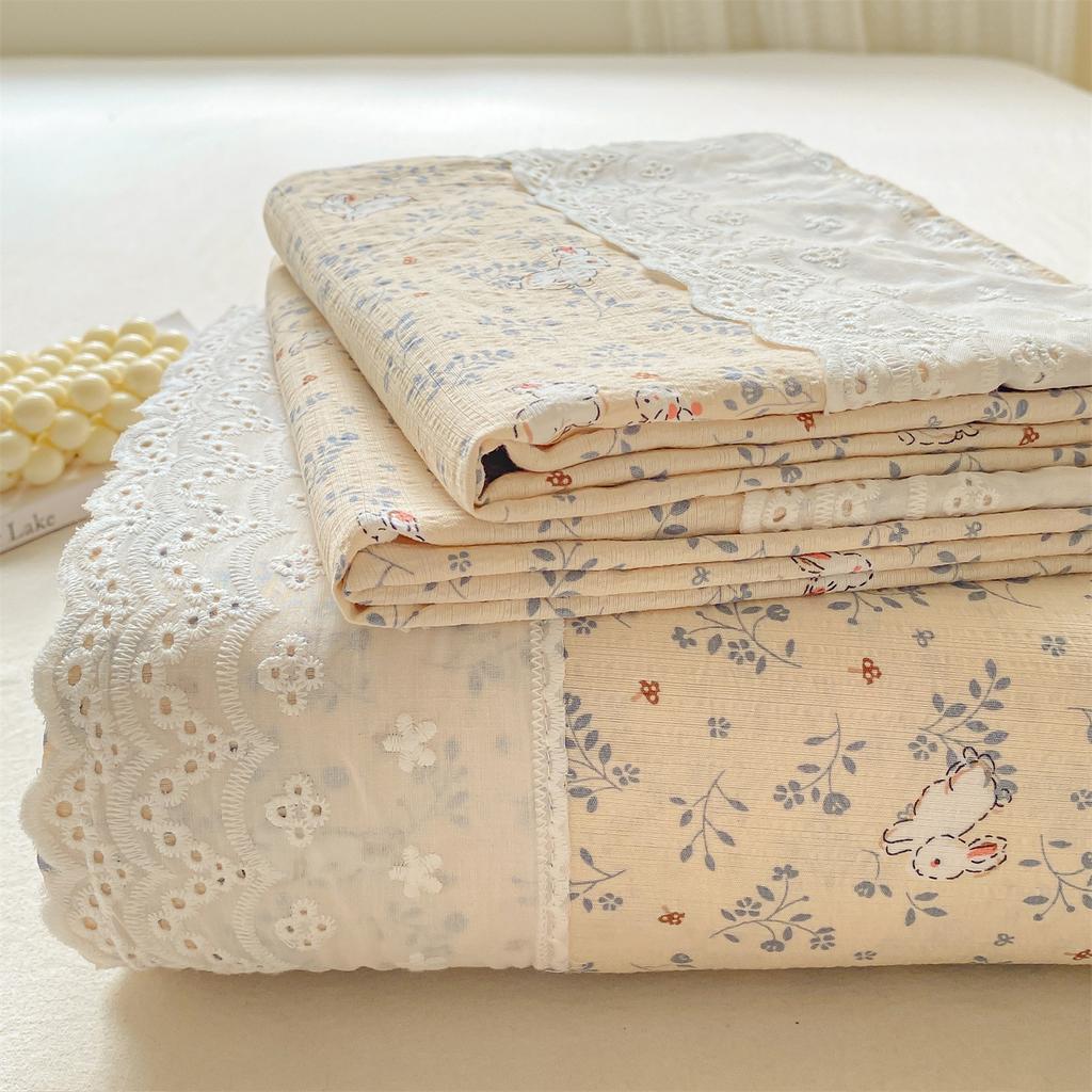 Klasse A Doppellagiges Garn Bettlaken Einzelstück Spitze Spitze Stepplaken Studentenwohnheim Dreiteiliges Set Einzelner Kissenbezug 3