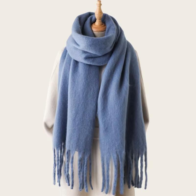 Winterschal für Damen Warm Einfarbig Pashmina Decke Wickeltuch Weiblich Dick Weich Bufanda Große Quaste Schal Lang Poncho Echarpe
