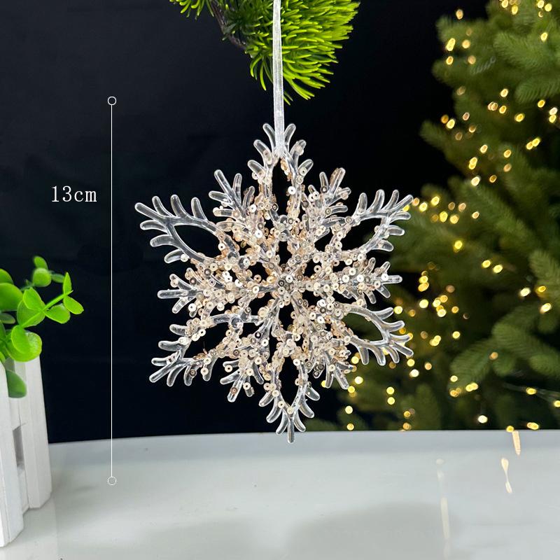 Christmas Decorations Sequined Acrylic Pendants Transparent Snowflake Pendants Christmas Tree Decorations Props