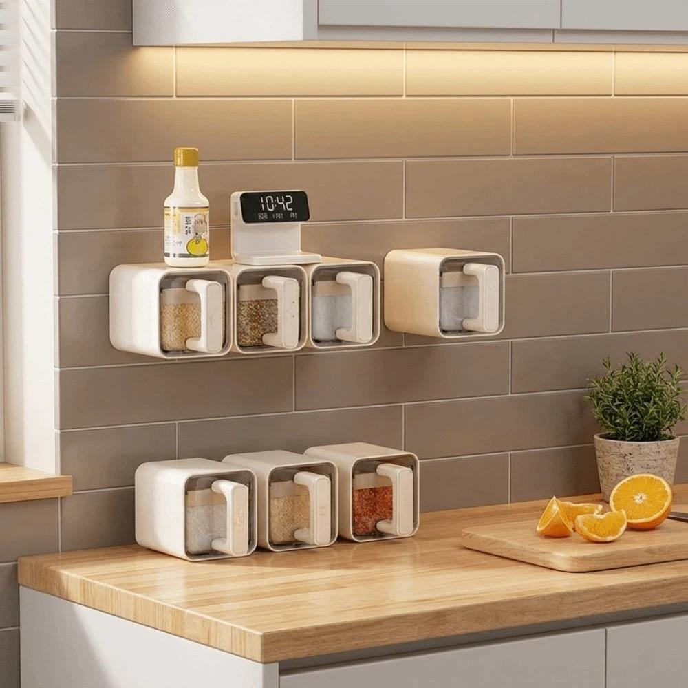 No Punch Spice Storage Rack Wall-Mounted Spice Storage Container Seasoning Boxes  Condiment Storage