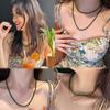 Green Chalcedony Beaded Jasper Necklace High Sense Spring And Summer New Chinese Clavicle Chain Stainless Steel Ingot Buckle Neck Chain Female